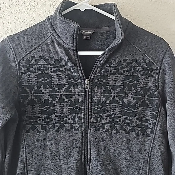 Eddie Bauer charcoal gray Aztec print zip up jacket - Picture 1 of 4